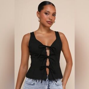 Lulu's Black Bow-Tie Front Top